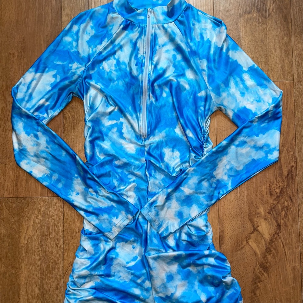 Blue and White Romper